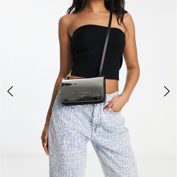 AllSaints Ludivine Metallic Leather Crossbody - Picture 2 of 7
